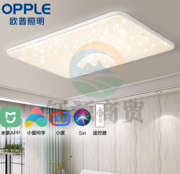 欧普照明（OPPLE）LED智能吸顶灯客厅灯后现代简约几何线条大气灯饰灯具 米家APP控制/AI语音智控