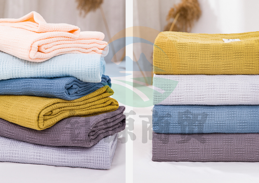 沐凡 毛巾被 纯棉盖毯 全棉纱布毛巾毯 双层镂空被-姜黄100*150cm