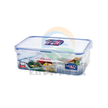 乐扣乐扣LOCK&LOCK HPL817C 保鲜盒饭盒塑料便当盒微波炉饭盒长方形密封盒水果冰箱收纳盒三分格1L
