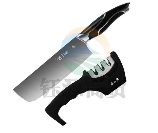 张小泉 小厨刀方头小菜刀水果刀磨刀石两件套 磨刀器厨房刀具套装