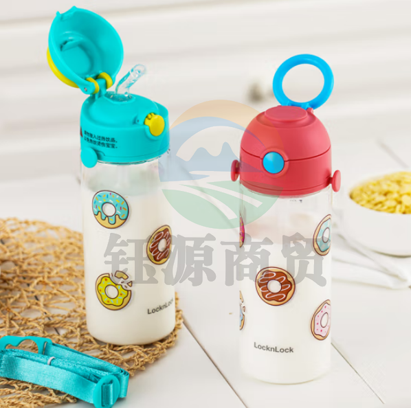 乐扣乐扣（LocknLock）ABF781 Tritan材质易开盖吸管防呛防漏甜甜圈背带水壶460ML 颜色备注