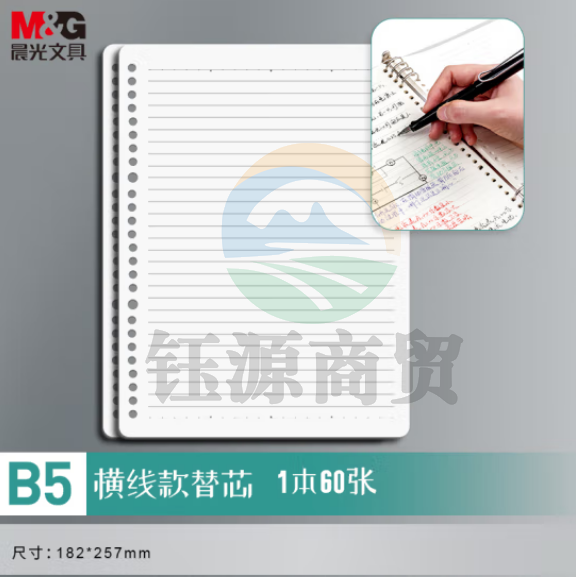 晨光(M&G)APY9E20P-A B5/60张活页本替芯 26孔笔记本活页纸内页 横线单本装