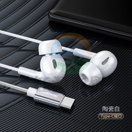 纽曼 (Newmine) XLT28 typec耳机线控音乐手机耳机type-c版半入耳式陶瓷有线耳机 陶瓷白