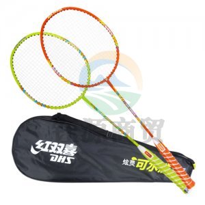 红双喜 DHS E-S41 羽毛球拍套装可水洗四星双拍学生儿童球拍细手柄含尼龙球手胶拍包