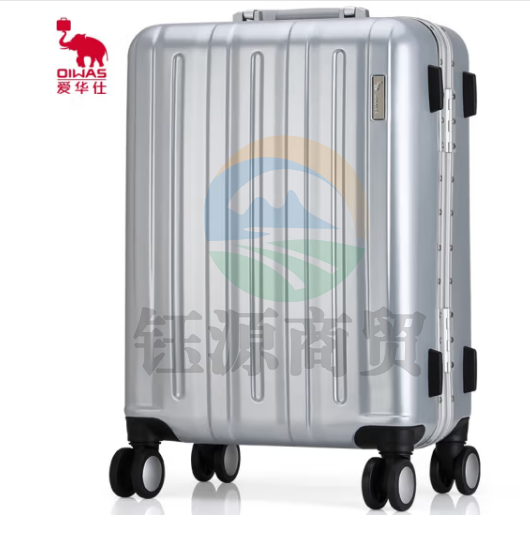 爱华仕铝框行李箱20英寸商务出差万向轮旅行箱锁扣拉杆箱男防刮6505银色