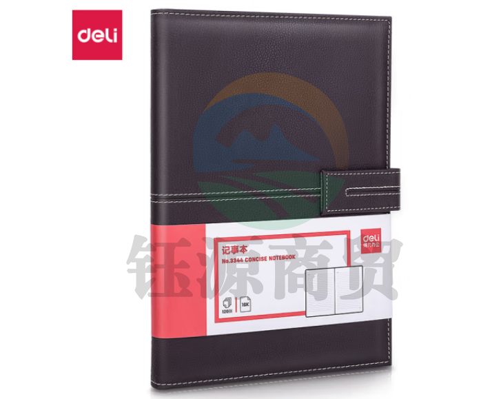得力(deli)3344 16K/120张荔枝纹磁扣皮面本 棕色