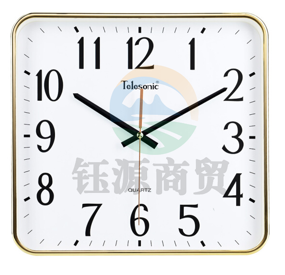 天王星( Telesonic) Q0677-1 挂钟 13英寸时尚创意客厅时钟表酒店办公静音石英挂表 电镀金