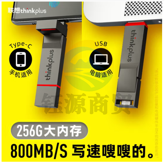 联想thinkplus双接口固态u盘高达1000MB/S usb/type-c手机高速大容量办公优盘 TU280 Pro【256G】