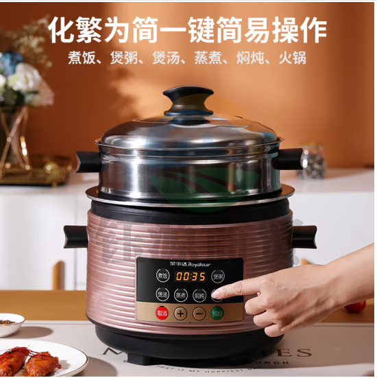 荣事达 孝心煲微电脑电饭煲家用4L大容量宿舍神器加厚内胆不锈钢带蒸屉不粘锅多功能电饭锅 孝心煲 RZ-YS40B