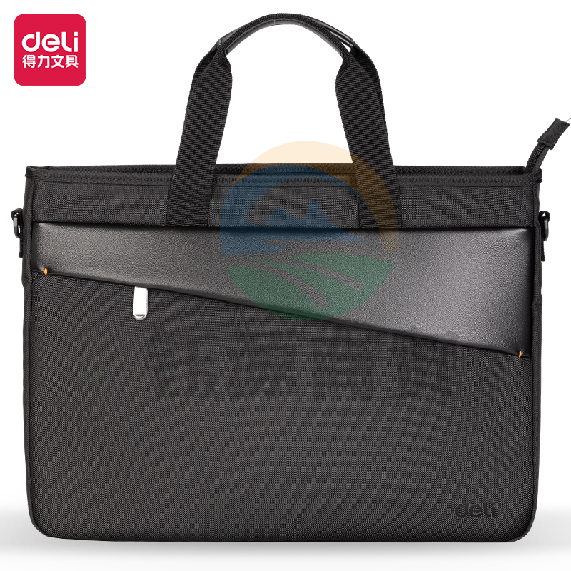 得力BG114成人包袋系列斜杠面料拼接撞色托特包(黑)(个)