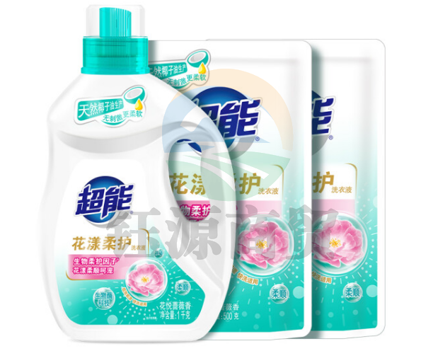 超能 花漾柔护洗衣液 花悦蔷薇香1kg/桶+500g*2袋套装