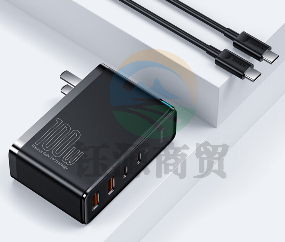 倍思 100W氮化镓充电器套装 兼容PD65W四口快充 适用苹果iPhone14/13华为手机Macbook联想笔记本电脑 CCGAN100UC黑