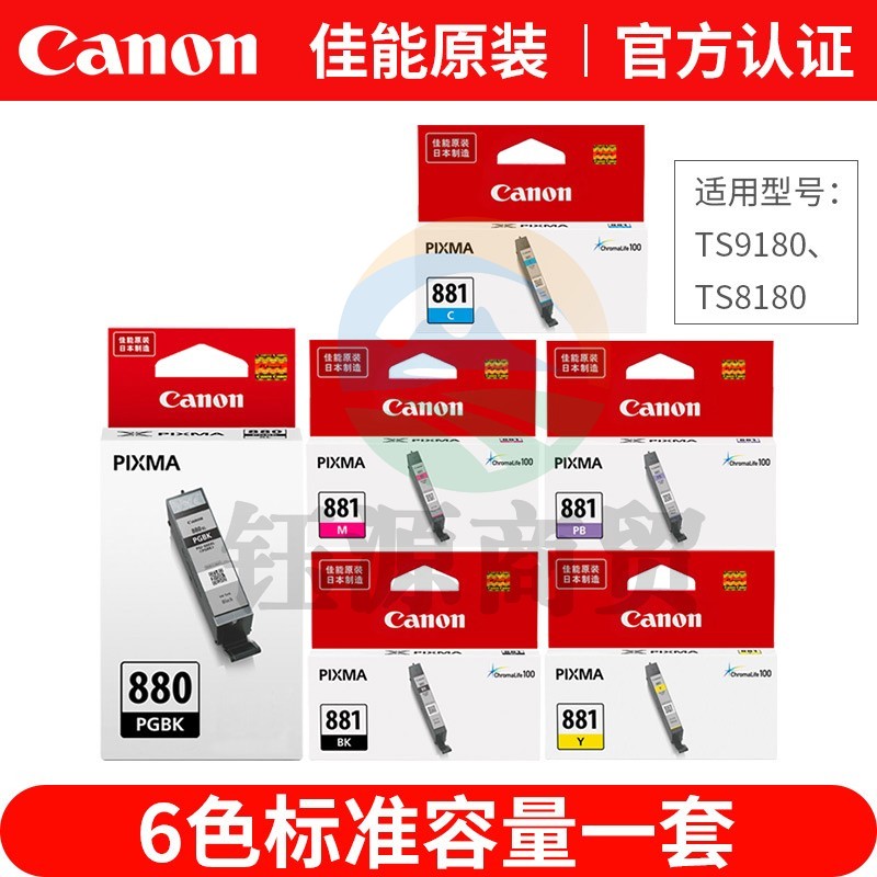 佳能（Canon）PGI-880/CLI881原装墨盒适用于TS8380/9180/ts9580 六色标准墨盒套装