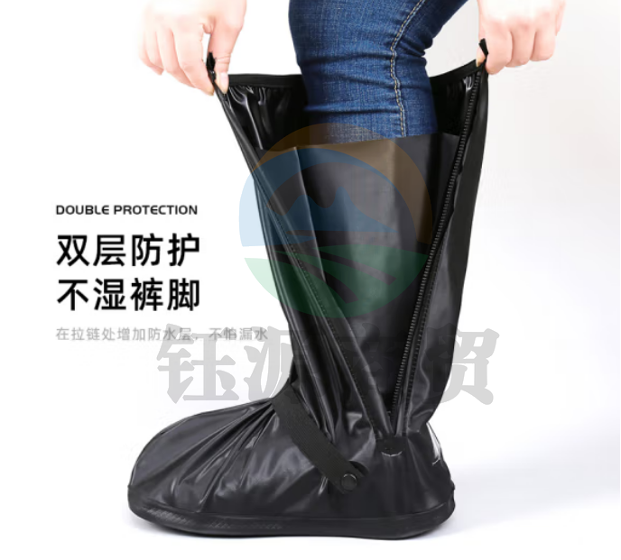 JAJALIN 高筒防雨防水鞋套 防滑加厚耐磨底 黑色M码