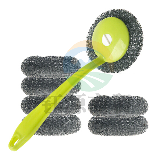 多美忆 锅刷金属钢丝球洗碗球长柄洗锅刷8件套装刷锅神器厨房铁锅去垢去油污清洁锅刷 1手柄+7个钢丝球