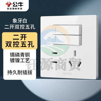 公牛（BULL）开关插座 G39系列 二开双控五孔插座86型插座面板 G39E424 白色