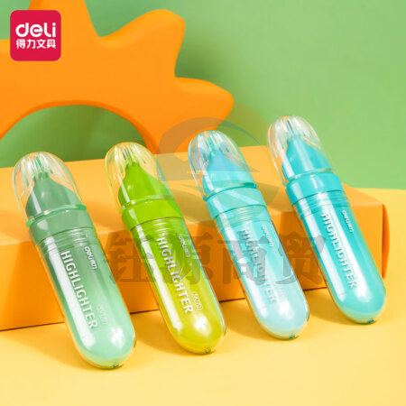 得力（deli）SK170柔彩荧光笔彩色醒目标记笔 手帐可用水性记号笔南巷清风系 4支/盒装