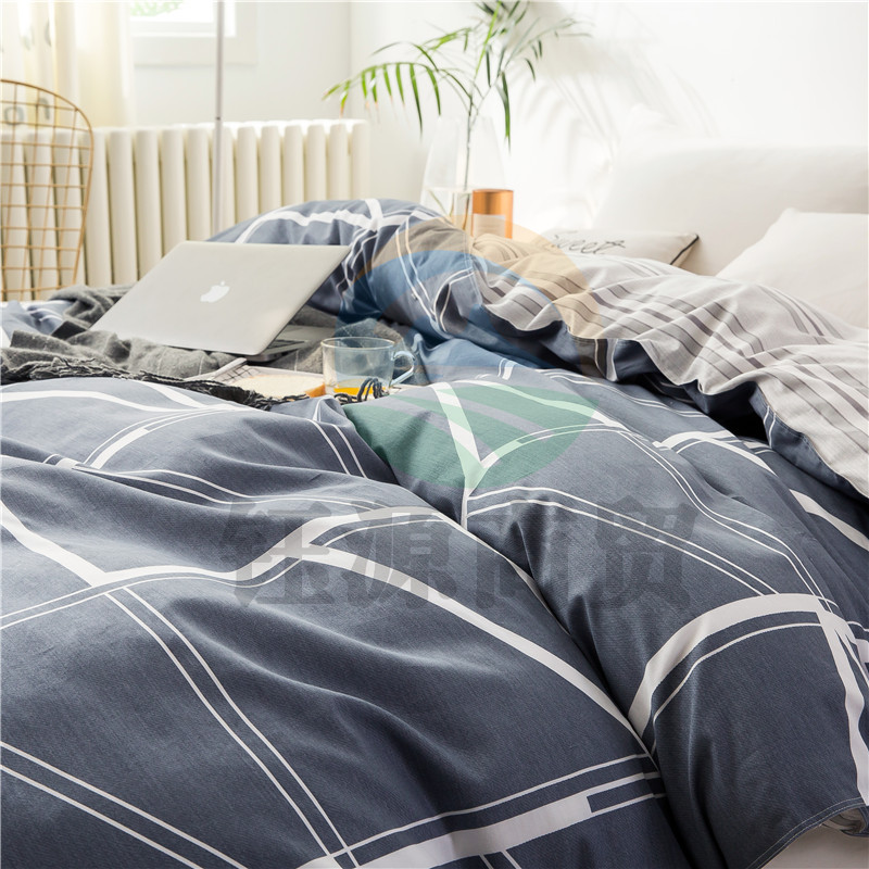北极绒 全棉被套单件 纯棉被罩斜纹印花单人学生被单子 蓝韵阁 180*220cm 1.2/1.5米床