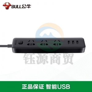 公牛（BULL） GN-B403H 新国标公牛小黑USB插座（ 3USB接口+3孔带保护门）长1.8米