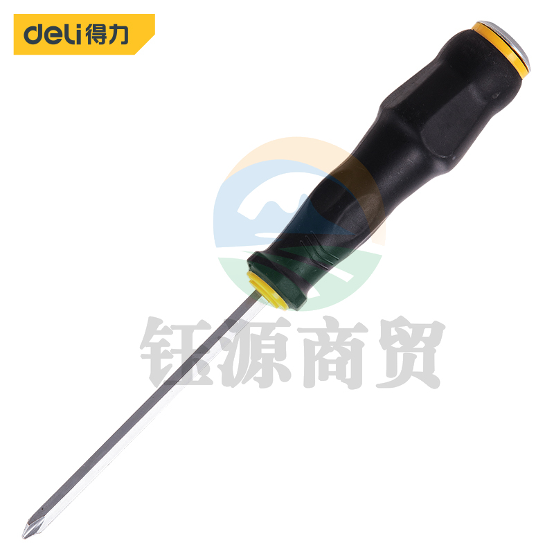 得力DL627004 十字橡塑柄穿心螺丝批PH2×100（mm）