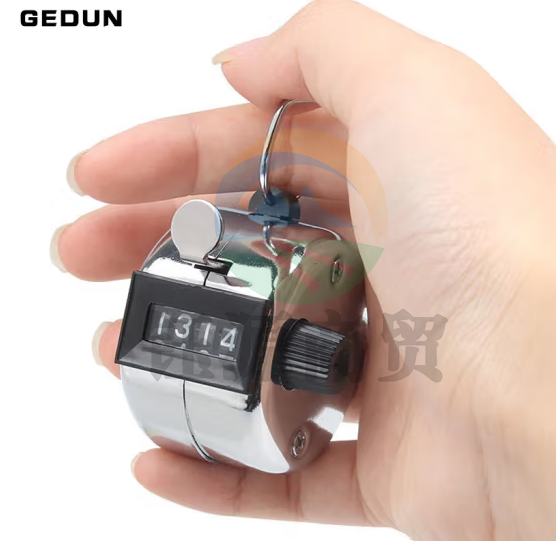 戈顿  GEDUN  计数器 点数器仓库计数无需电池机械式手动金属计数器按压人流计数器金属四位数 银色