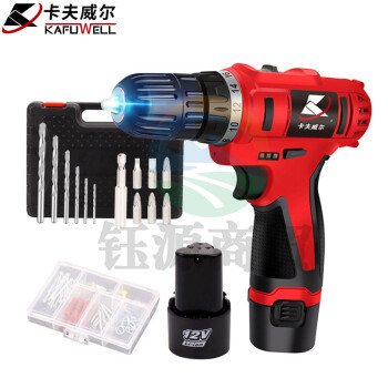 卡夫威尔 15件套12V多功能锂电钻套装 日常家用工具箱套装 家居备用手电钻工具组套 ( 一电一充） P3068A