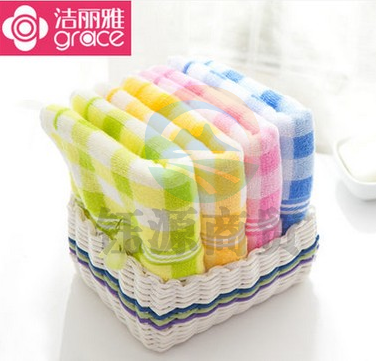 洁丽雅 （GRACE） 0065 纯棉 68*32cm 82克 格子 绿黄红蓝 颜色随机