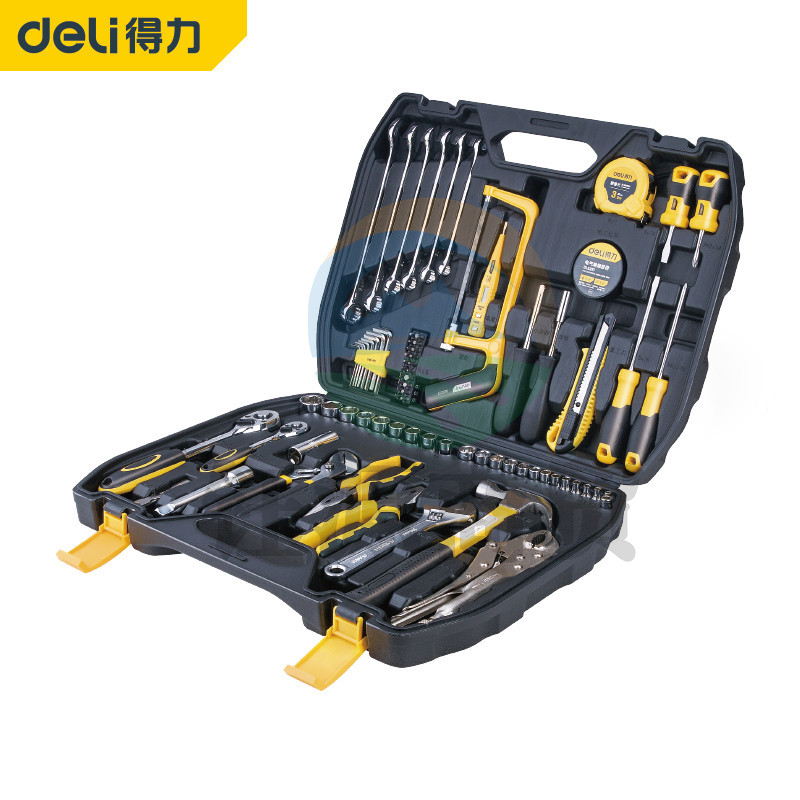 得力DL1079 家用多功能五金工具组套电工木工综合应急工具箱手动工具套装79件