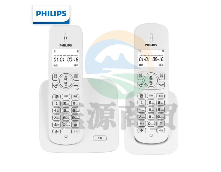 飞利浦（PHILIPS）无绳电话机 无线座机 子母机 办公家用 屏幕白色背光 持久待机 DCTG186（1+1）白色