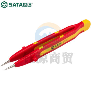 世达（SATA）03181 VDE绝缘针尖无齿镊子134MM