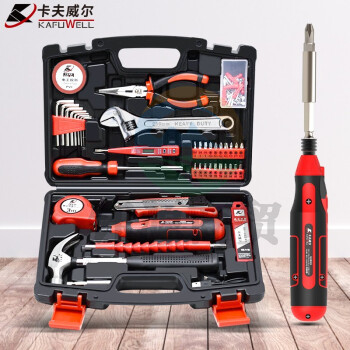 卡夫威尔 电动螺丝刀工具箱套装小型迷你锂电充电式工具电起子家用组套45件套 H3385A