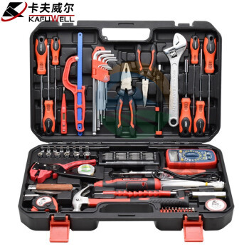 卡夫威尔 电讯电子电工工具箱套装电动螺丝批万用表剥线钳组套工具 74件套 C3708A