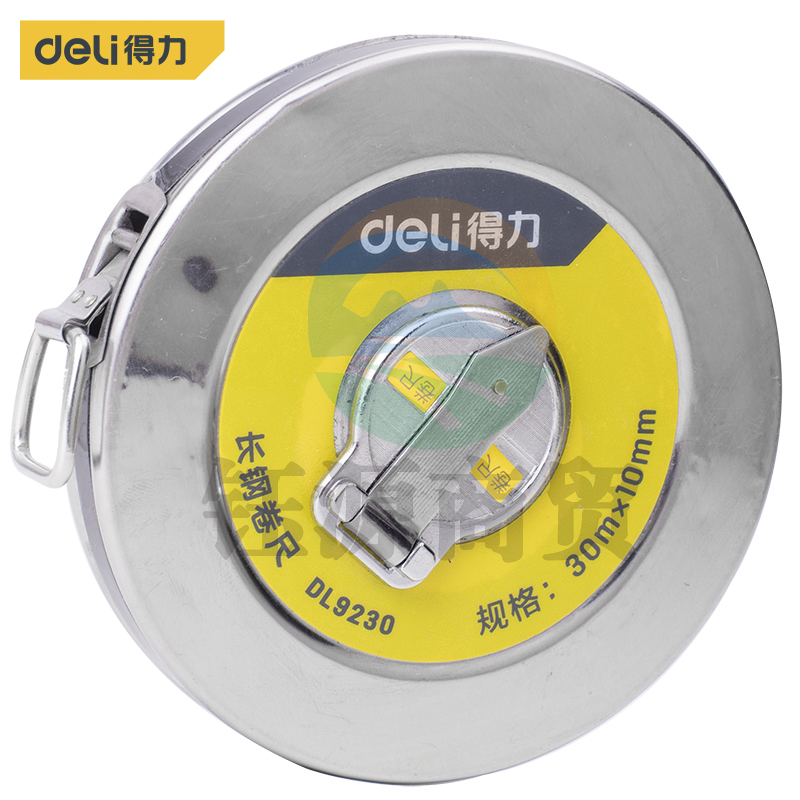 得力DL9230 30米盘式钢卷尺长钢卷尺大量程工程测量尺30mx10mm