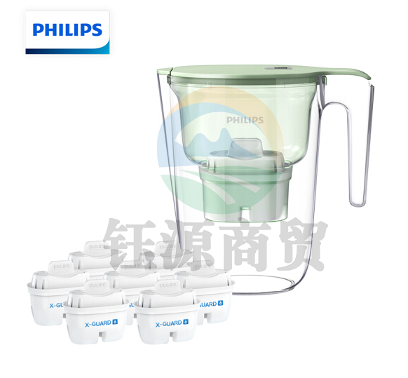 飞利浦（PHILIPS）AWP2813GNT 全新升级净水壶 家用滤水壶 厨房自来水过滤净水器 一壶7芯（含附件）