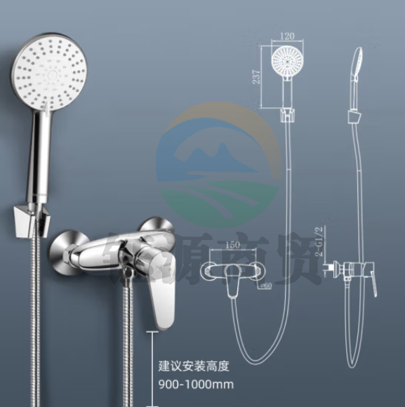 荣事达（Royalstar）单功能淋浴花洒套装 圆形手持花洒喷头简易增压花洒全套R031101（精铜主体+5档花洒套装）