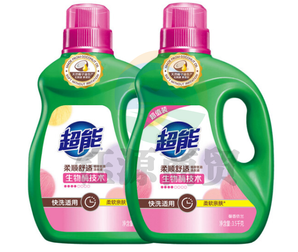 超能 柔顺舒适洗衣液 天然椰子3.5kg*2桶套装