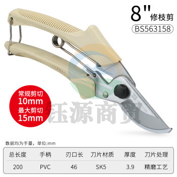 波斯（BOSI）基础款修枝剪花剪树枝园林工具粗枝剪修果树省力剪刀 BS563158（8寸）