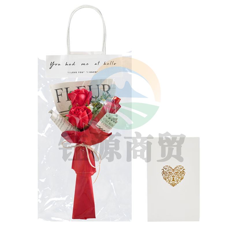 香皂花单支小花束玫瑰花伴手礼红色2朵