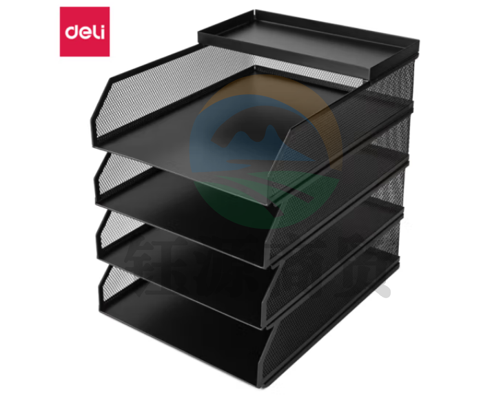 得力PB261文件座 金属可堆叠文件盘 4层文件座+1层小托盘 A4黑（套）