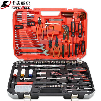 卡夫威尔 套筒扳手工具箱 工具套装 棘轮快速扳手 汽修汽保随车129件套 H2904A