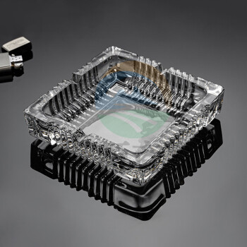 宫薰 新中式透明烟灰缸家用客厅潮流创意摆件高档茶几大号烟缸桌面套装 玻璃方形烟灰缸12cm