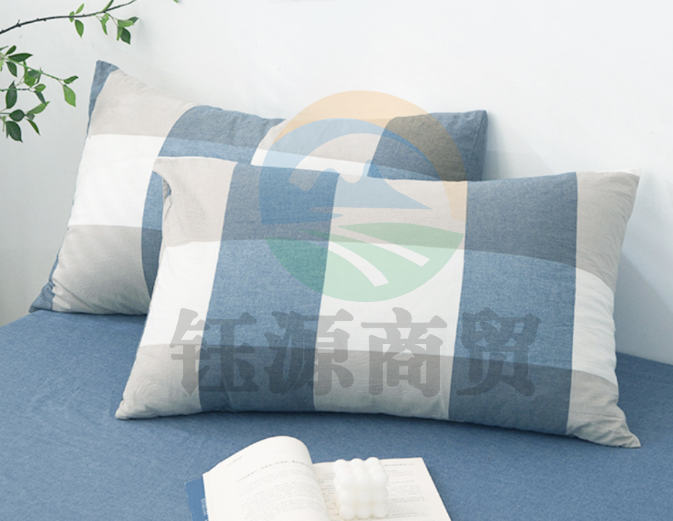 雅鹿·自由自在 纯棉水洗棉北欧风枕套一对装 48*74cm蓝白大格（对）