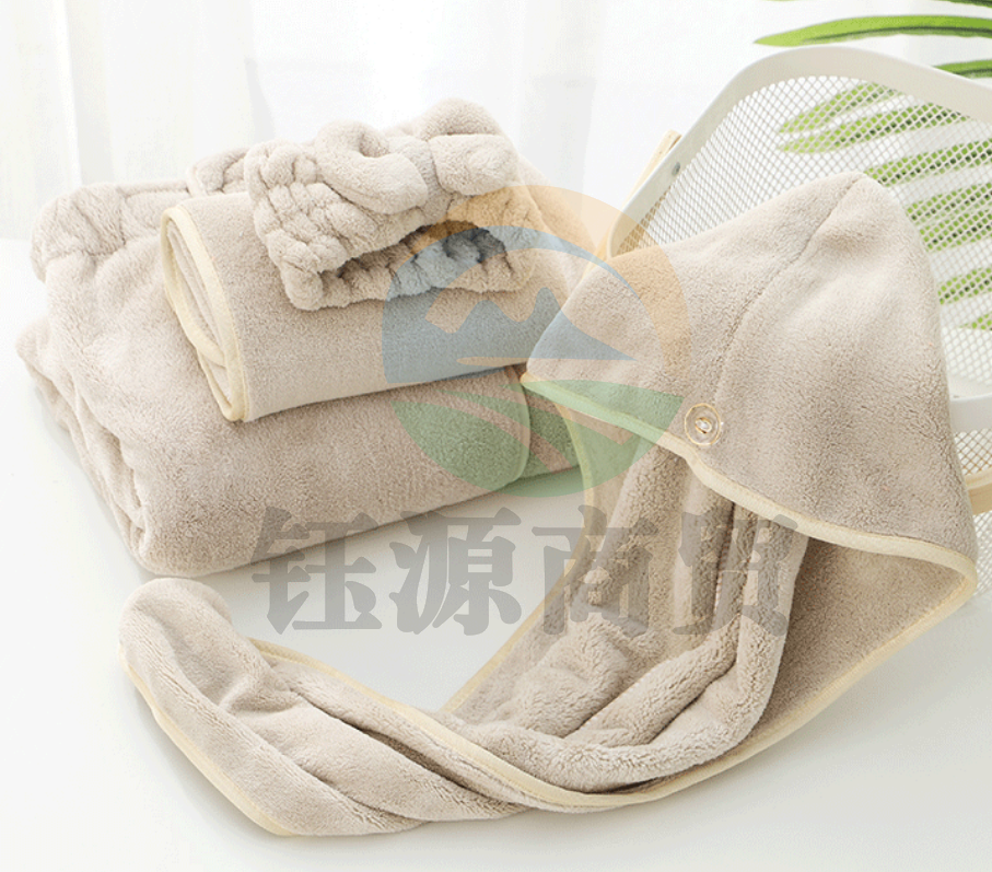 沐凡 洗浴四件套 浴群 毛巾 干发帽 束发带套装 浅灰145*80cm