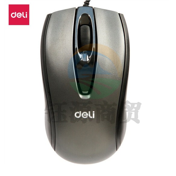 得力 3716 有线鼠标(黑)对称设计