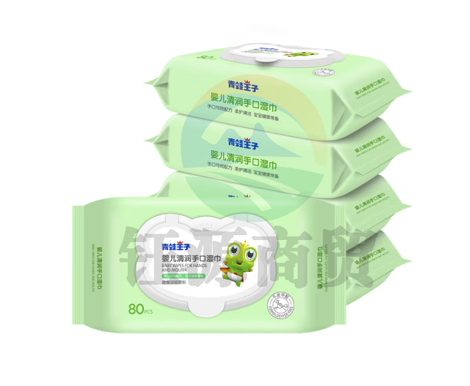 青蛙王子 婴儿湿巾 儿童清润手口柔湿巾 80抽*5包装5378078