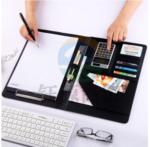 国为（COUVEZI） a4高品质商务多功能文件夹PU皮质经理夹销售夹会议夹合同资料夹大容量 黑色