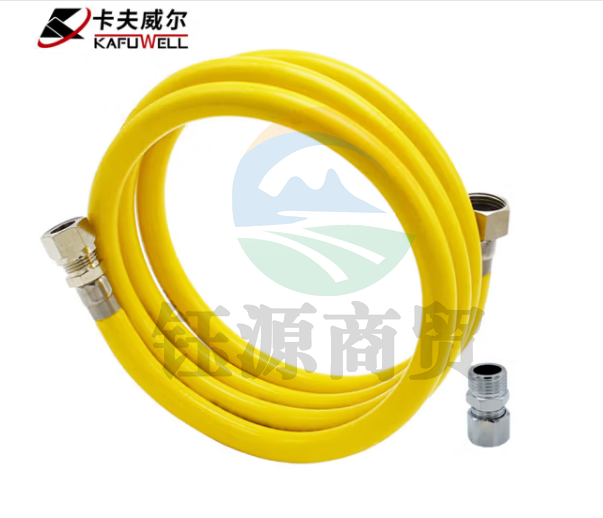 卡夫威尔2米加厚防爆天然气管燃气灶连接管4分接头304不锈钢HG2804
