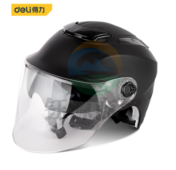得力DL885001 电动车头盔男女冬季电瓶车机车安全帽四季通用 半盔哑光黑 均码54-61cm