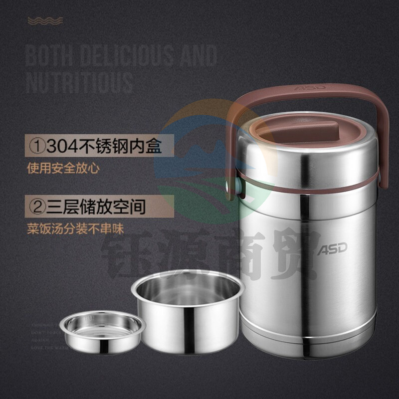 爱仕达（ASD） 爱仕达保温提锅臻悦多层分层手提304不锈钢三层学生带饭便当盒 1.5L RWS15TY（保温2-4小时）