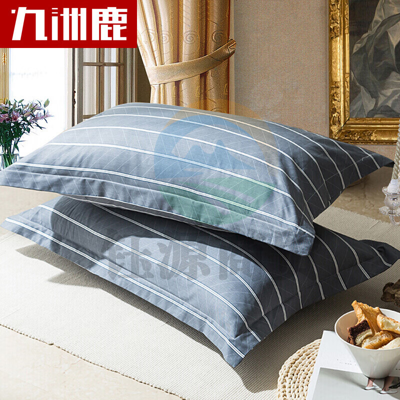 九洲鹿 全棉枕套 高支高密斜纹枕头套枕芯套 悠闲时光 一对装(2个) 48x74cm